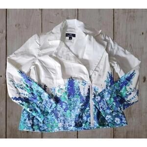 Designer women size 12 clothes jacket coat zipup floral flower spring
